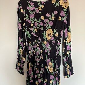 Urban Outfitters Black Dress with Purple and Yellow Floral Print